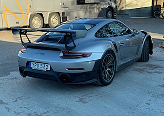 Silvermetallic Porsche 911/991 GT2 RS stulen i Kalmar
